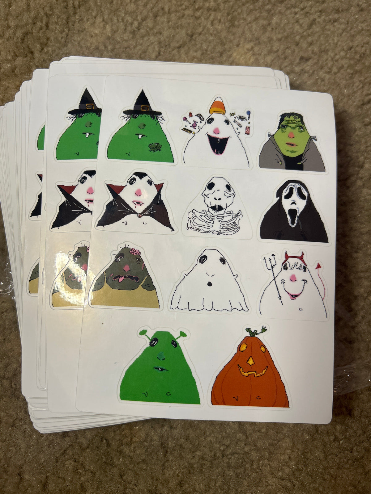 Halloween hamsters sticker sheet