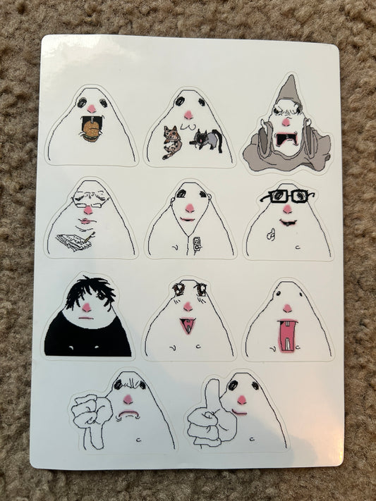 The Fan Favorites 11 hamsters sticker sheet